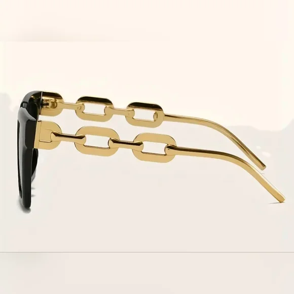 NEW Black Chain Fashion Sunglasses - Picture 4 of 12